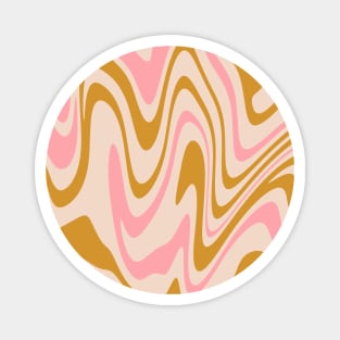 70s Retro Swirl Pink and Gold Color Abstract Magnet